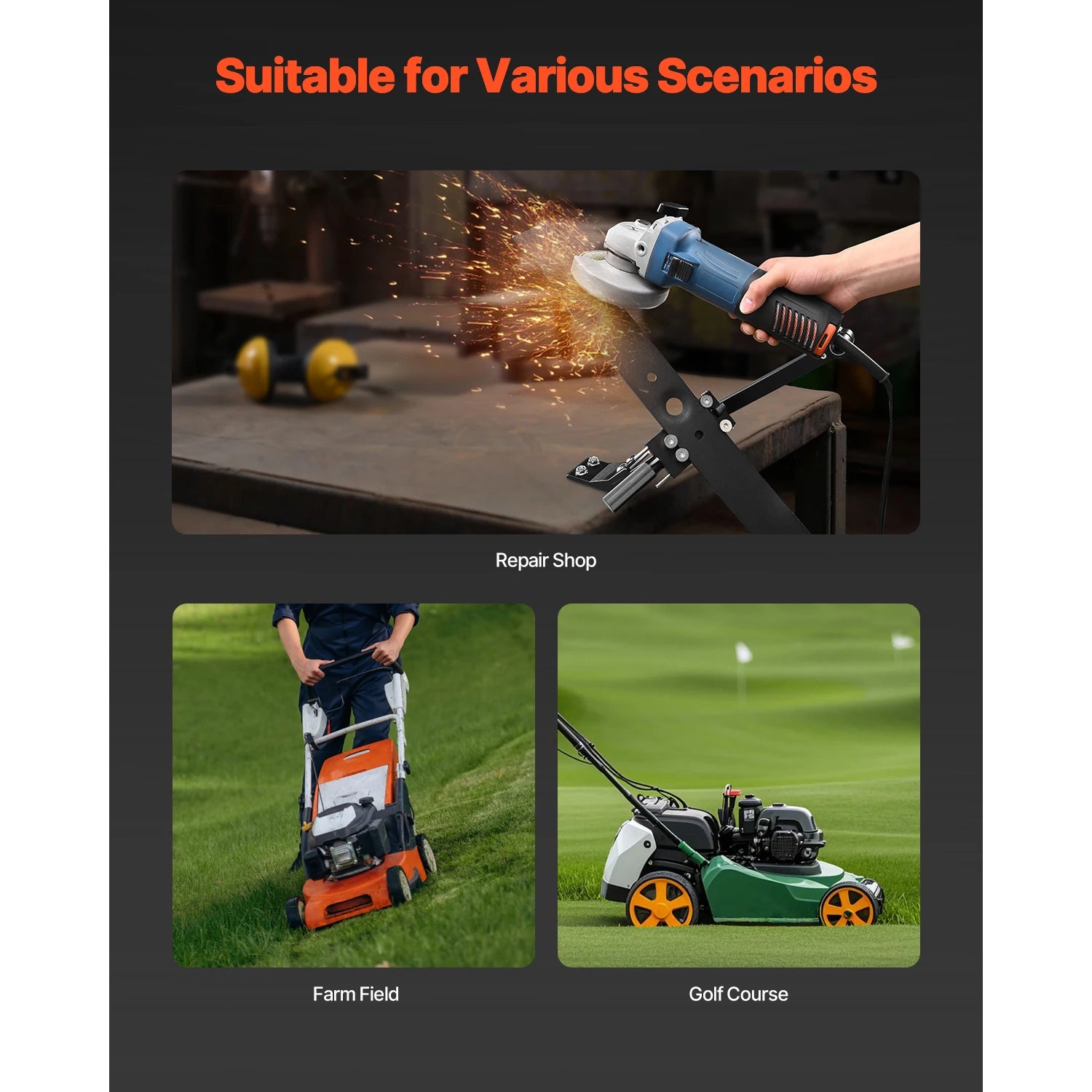 Adjustable Lawn Mower Blade Sharpener 15°–45° for Angle Grinders