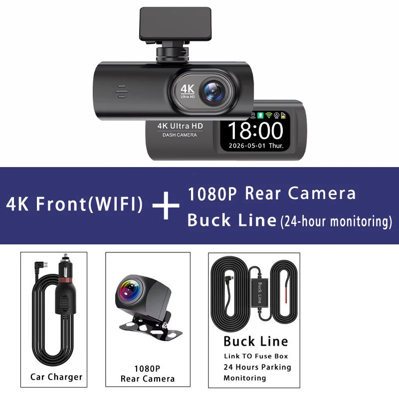 CR21 4K Wi-Fi Dash Camera, Rear Camera and GPS Kit Options