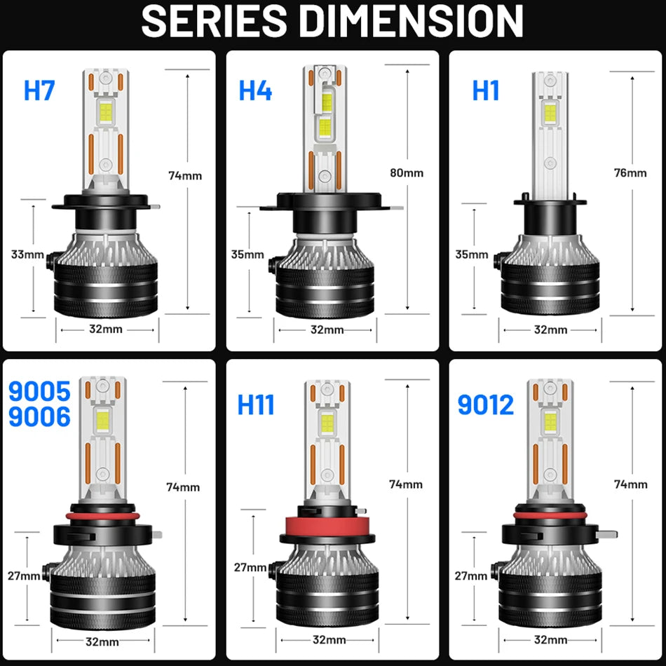 Bullvision H4 LED koplamp H7 H1 H11 H8 9005 HB3 9006 HB4 9012 HIR2 880 881 H27 9007 9008 H13 5570 CSP Canbus autos lamp mistlamp