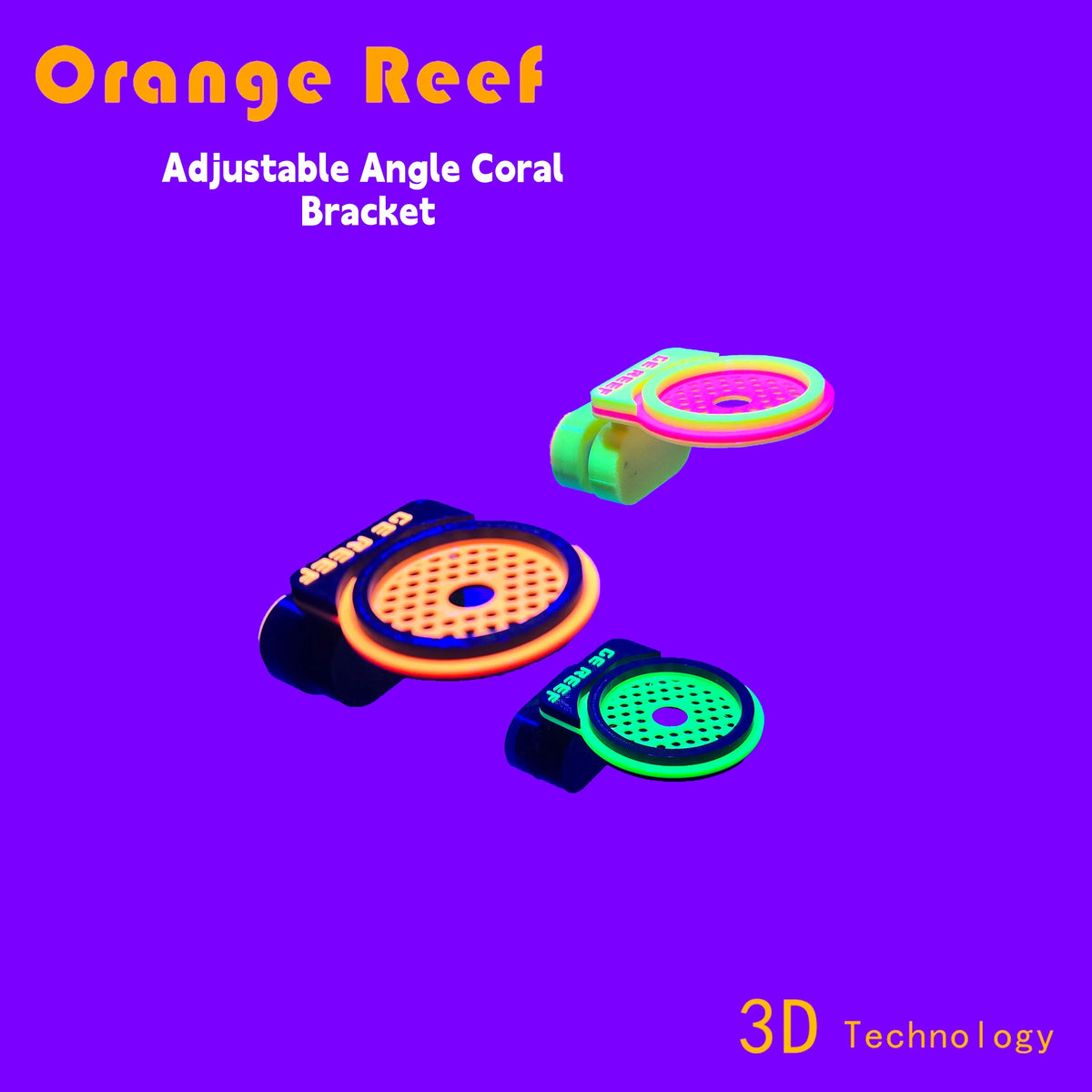 Magnetic Coral Frag Holder, Fluorescent Colours
