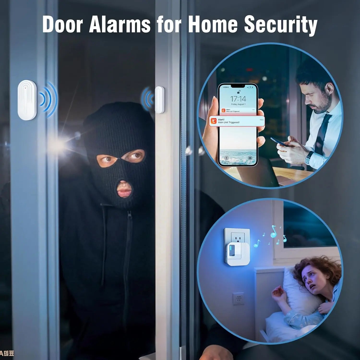 WiFi Door Chime Alert System with Phone Alerts and 4 Sensors