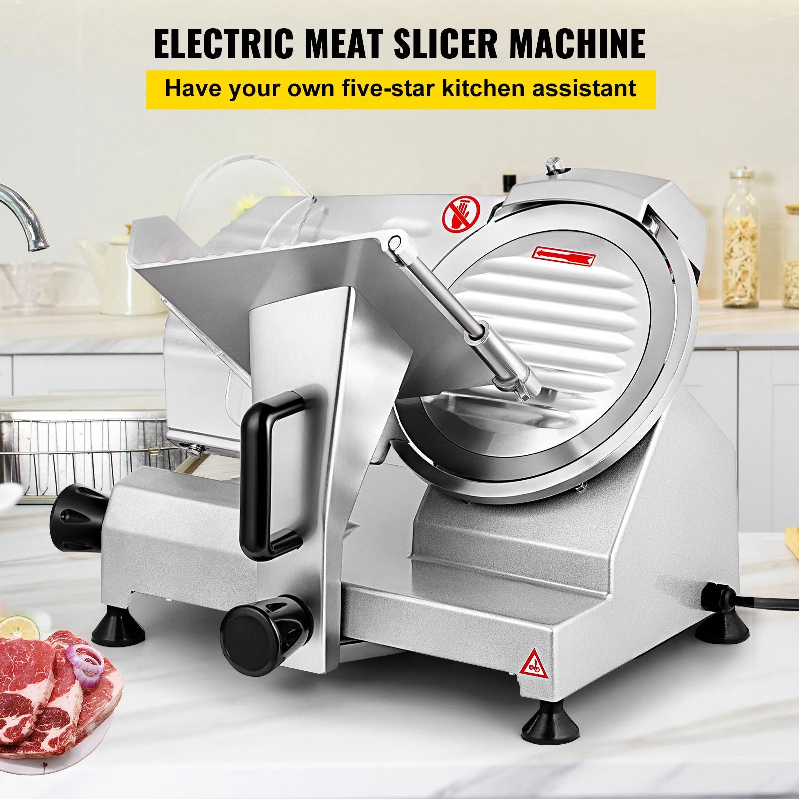 Electric Meat Slicer with Adjustable Thickness 8" Carbon Steel Blade
