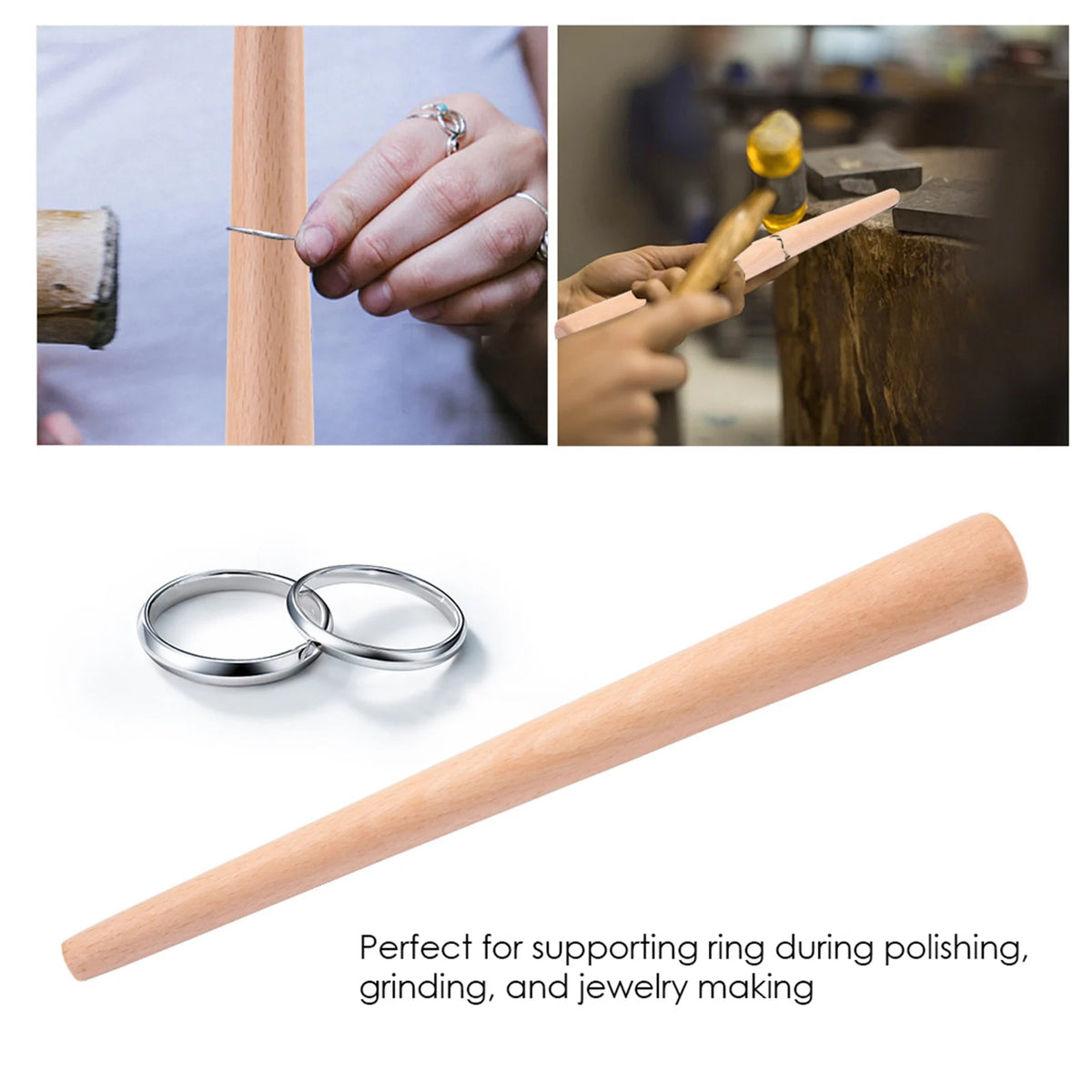 Mandril de madera para hacer anillos, herramienta para dar forma y pulir anillos y joyas, para joyeros