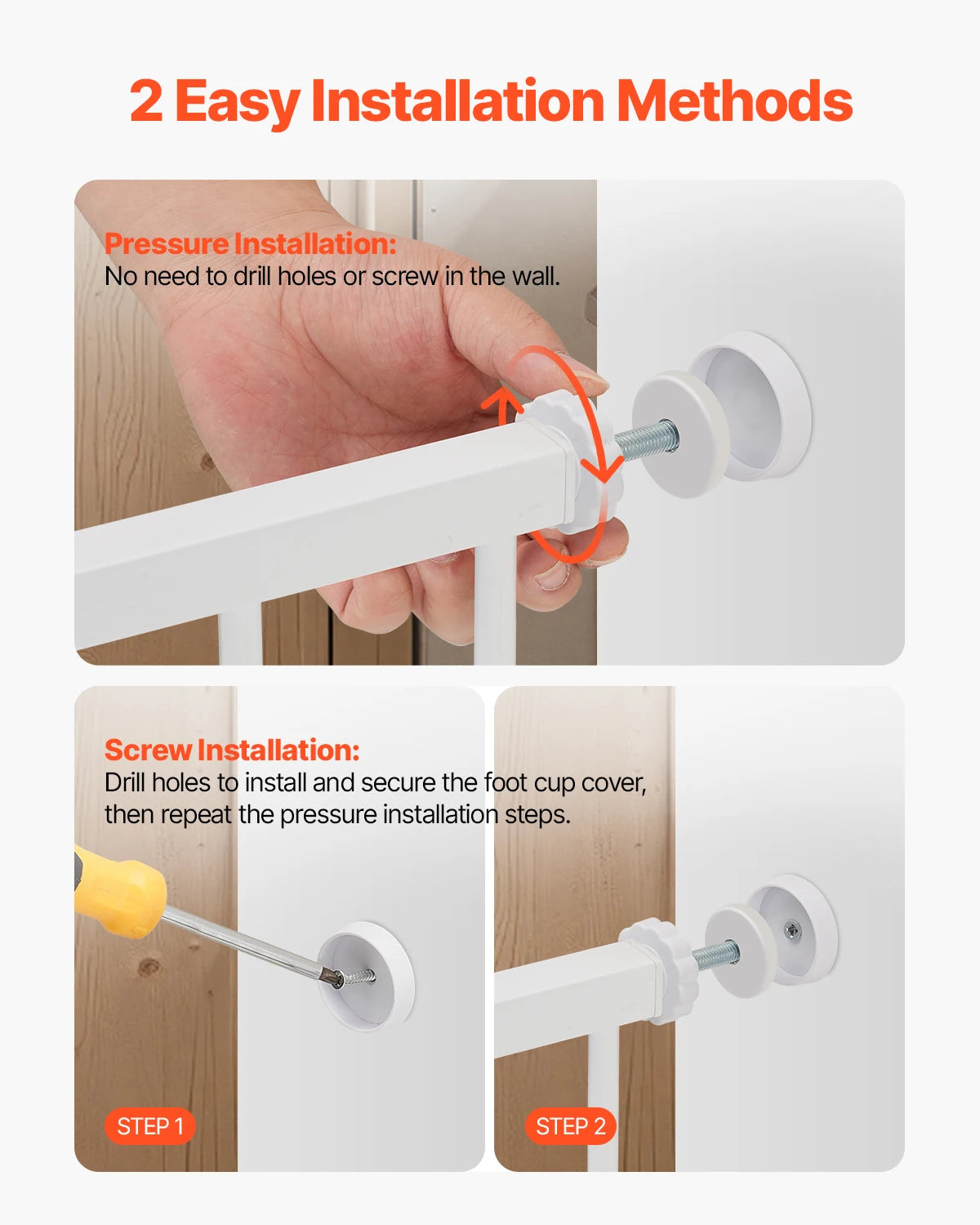 Adjustable Baby Gate with Auto-Close Door for Stairs and Doorways