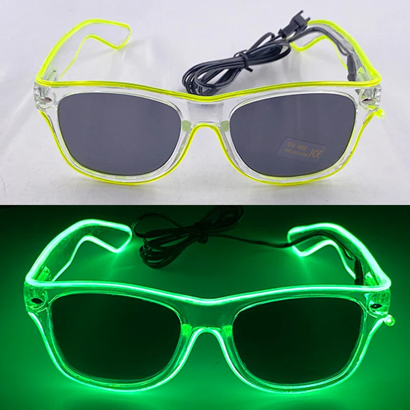 1PC Light Up LED Glasses Glow Sunglasses EL Wire Neon Glasses Glow in The Dark Party Supplies Neon Party Favors for Kids Adults