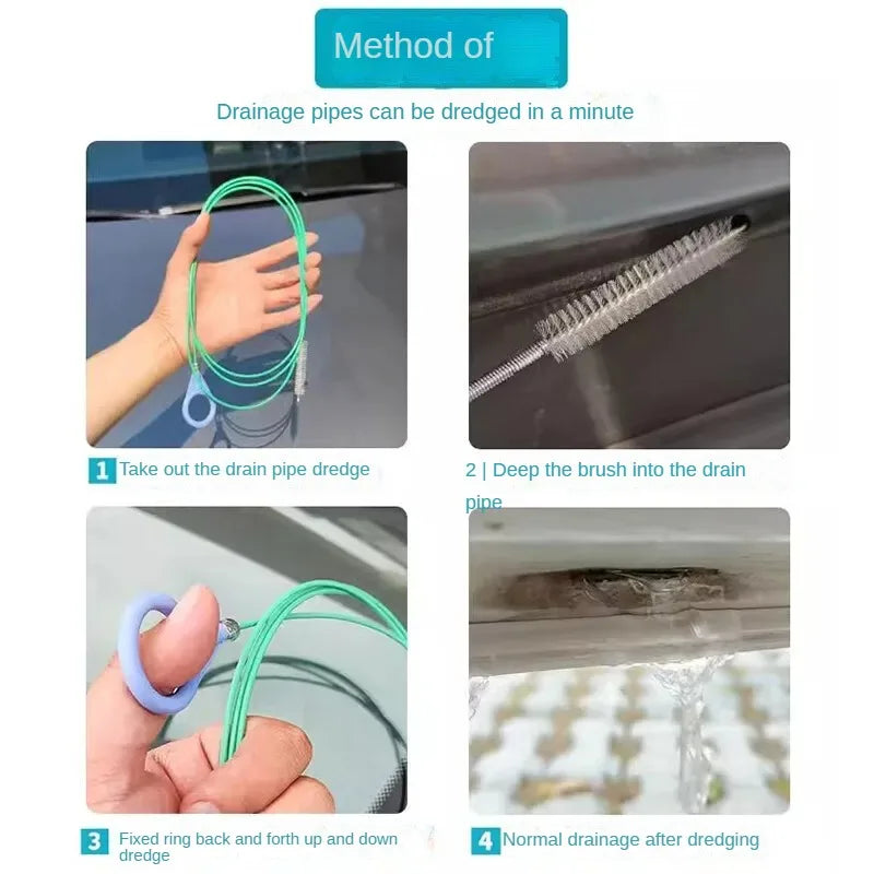 2/3m Car Sewer Unclogger Cleaning Brush Car Sunroof Long Hose Drain Hole Drain Unclogger Car Pipe Tool Cleaner Auto Accessories