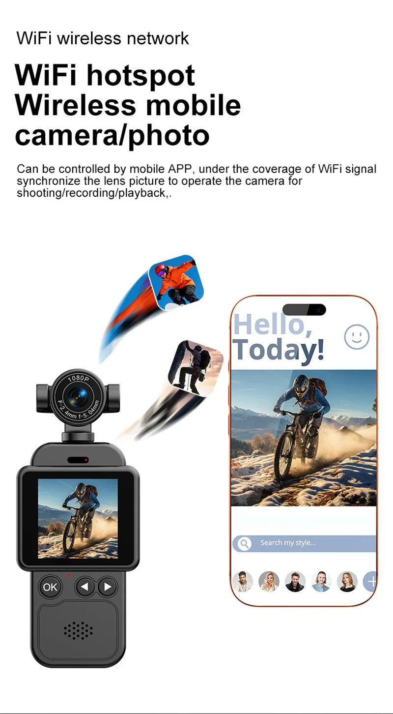 360° Handheld Chest Mount Action Camera 1080P WiFi