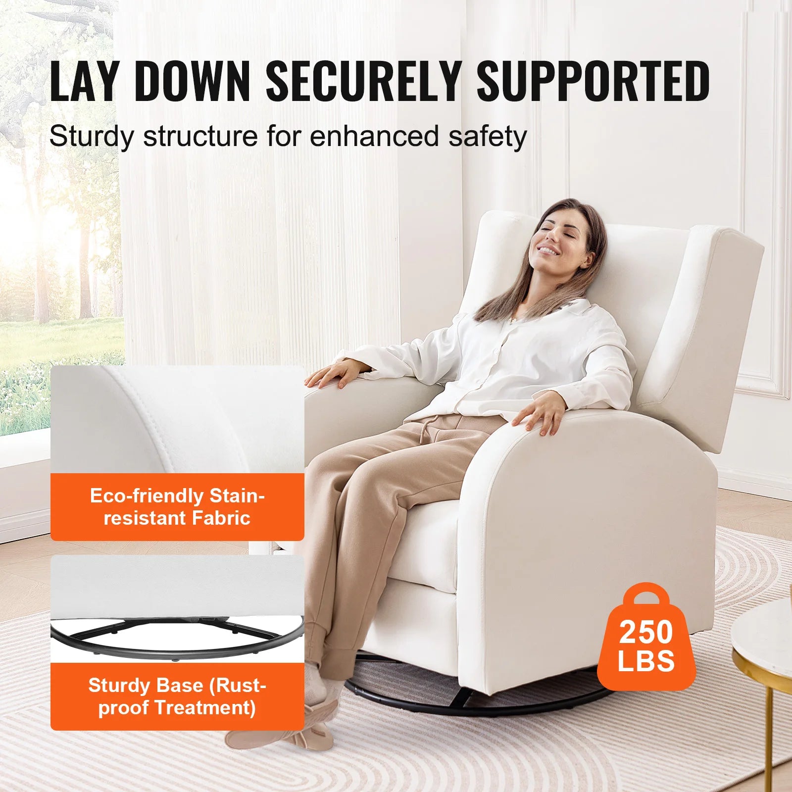 Sillón reclinable eléctrico giratorio con reclinación de 165° y rotación de 240°