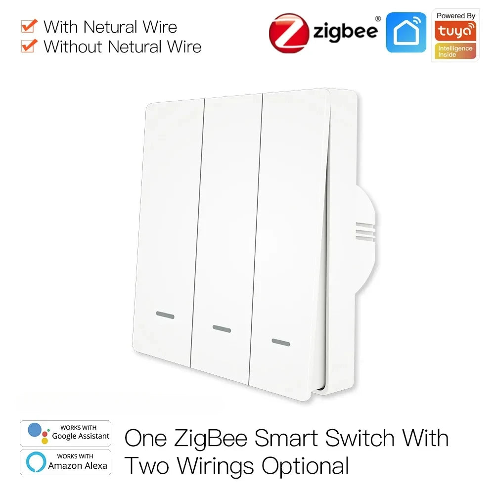 MOES Tuya ZigBee Light Switch with Transmitter Kit No Neutral Wire No Capacitor Required works with Alexa Google Home Smart Life