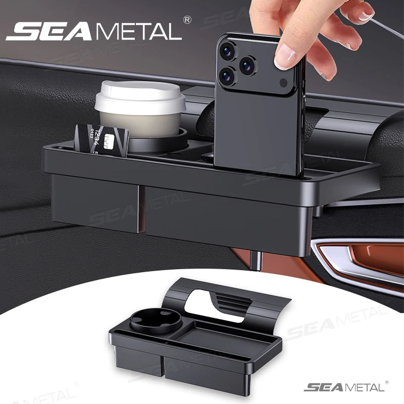 SEAMETAL Car Side Door Organizer Large Load-Bearing Hanging Door Storage Box with Cup/Phone Holder Universal Storage Organizer