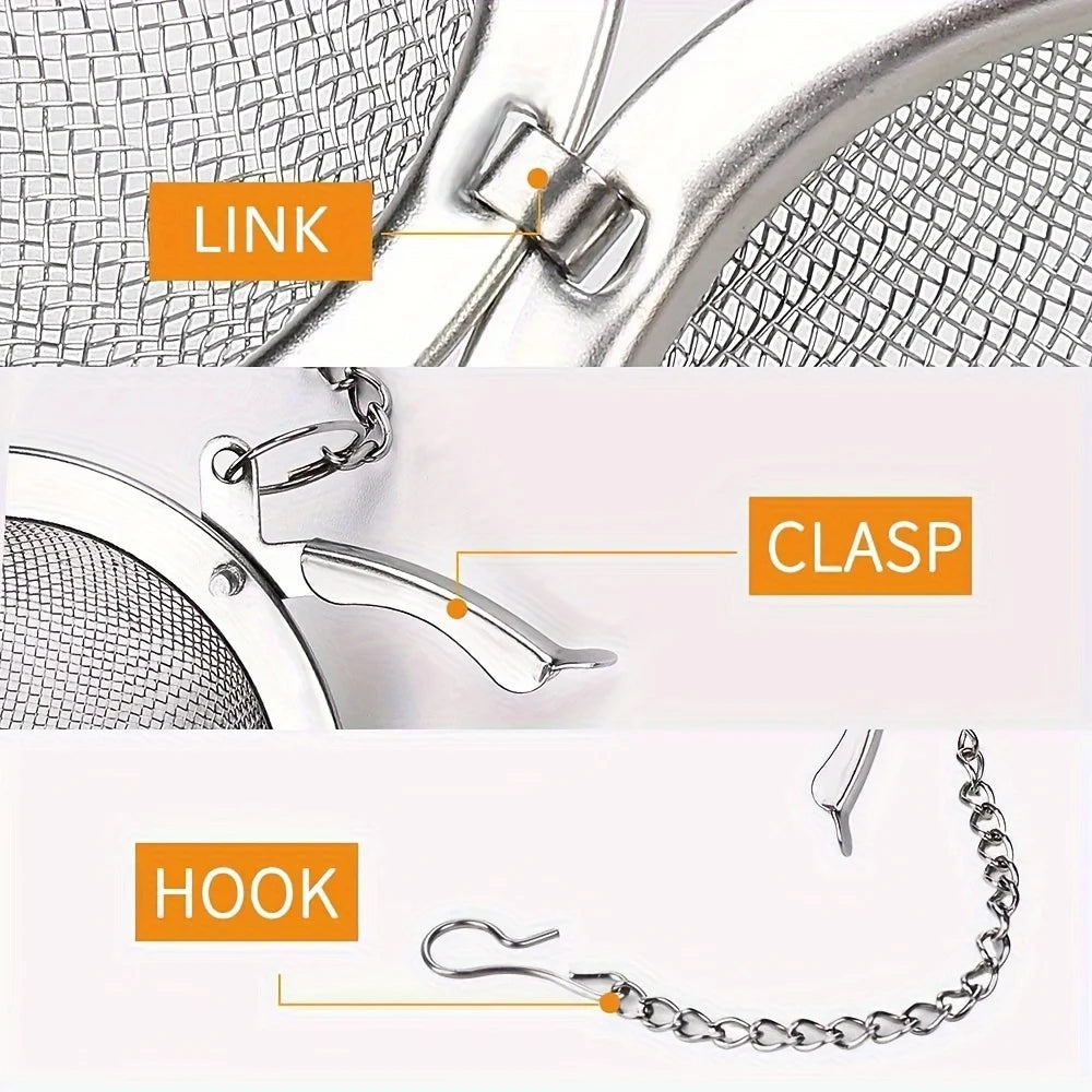 1PC/304 stainless steel flavored filter ball, tea filter ball, soup filter ball with extension chain hook