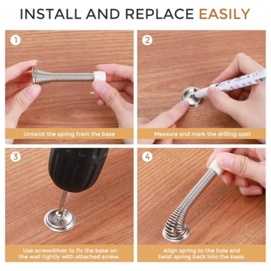 3" Spring Door Stopper with Rubber Tip and Rustproof Screw