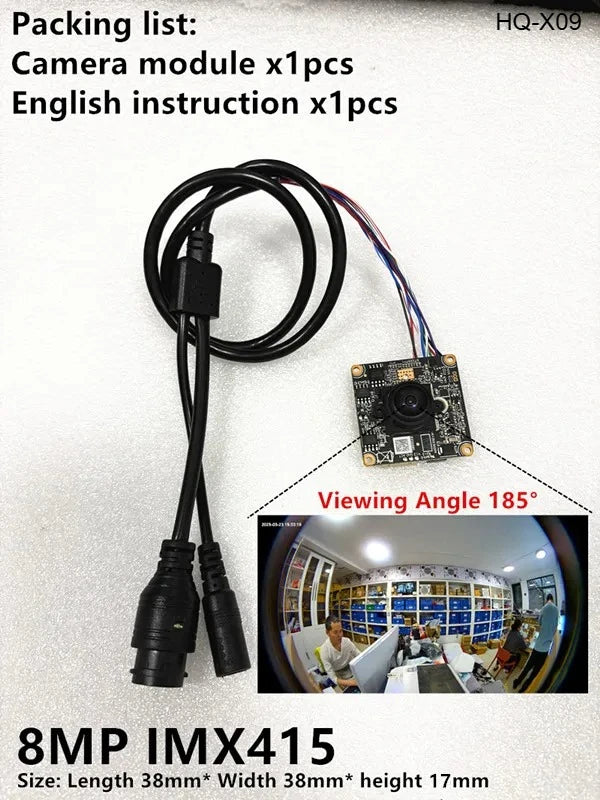 Módulo de cámara IP mini 4K en placa 38x38 mm