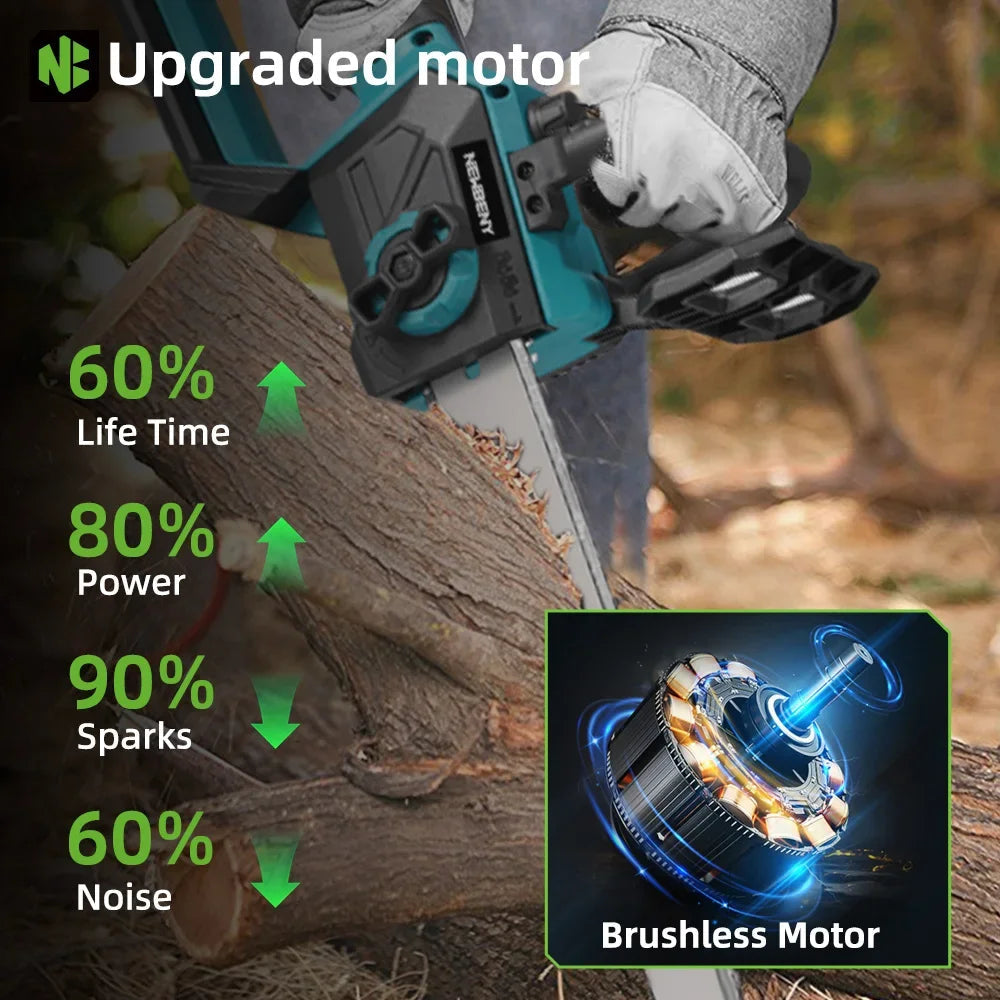 NEWBENY 12 Inch Brushless Electric Saw Cordless Efficient Garden Woodworking Cutting Power Tool For Makita 18-21V Battery Pin