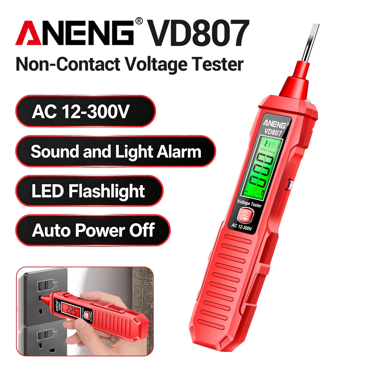 VD807 AC Voltage Tester Pen with LED Light