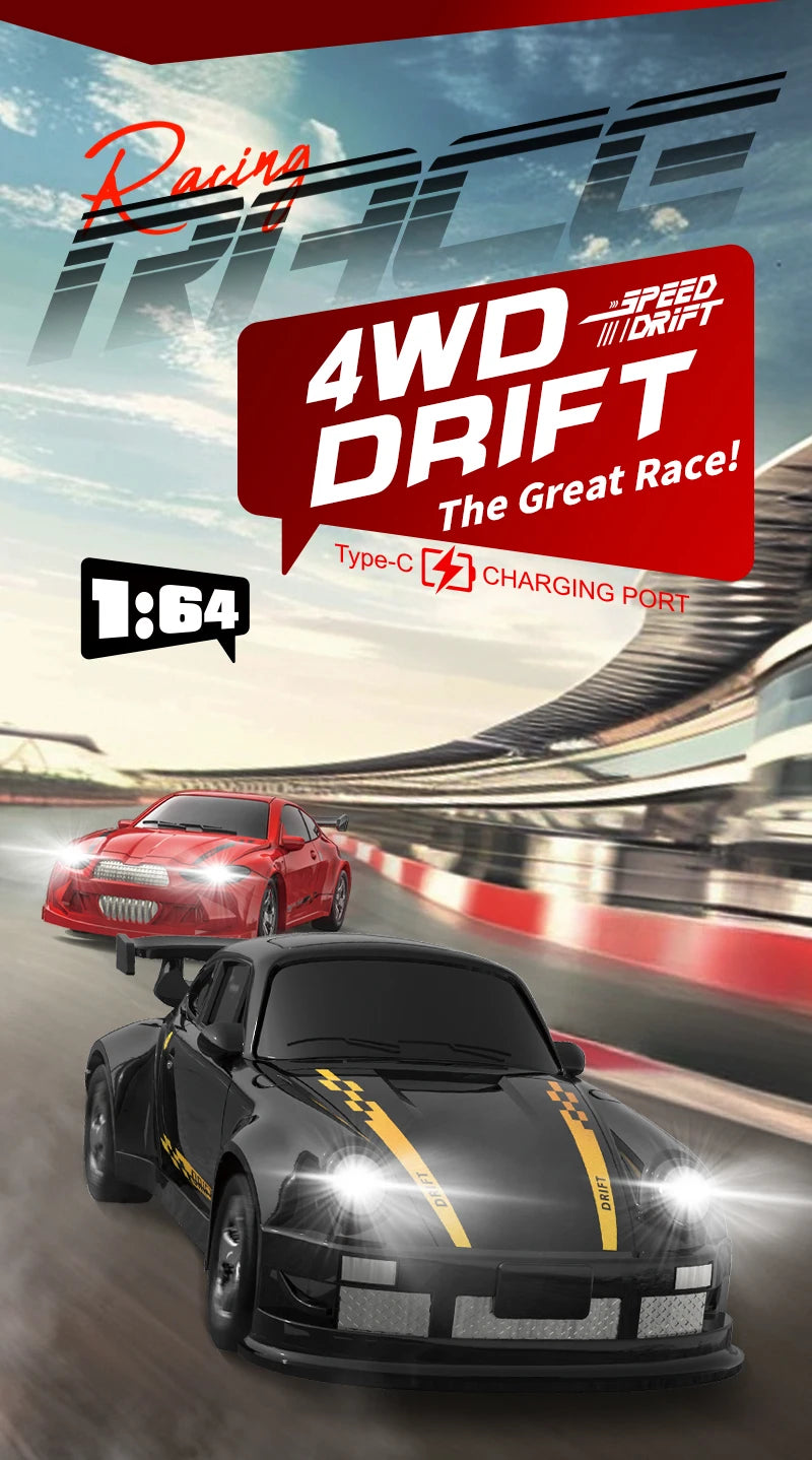 1/64 2.4G High speed Drift Rc Car 4WD Remote Control Car Four Wheel Drive Radio Controlled Mini GTR Racing Model Boy Toy Gift
