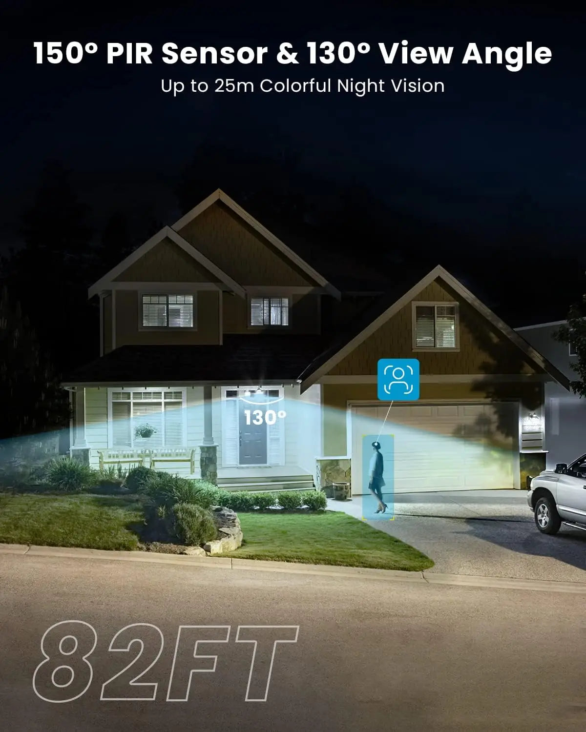 2K Outdoor Security Camera with Motion Sensor, Siren & Night Vision