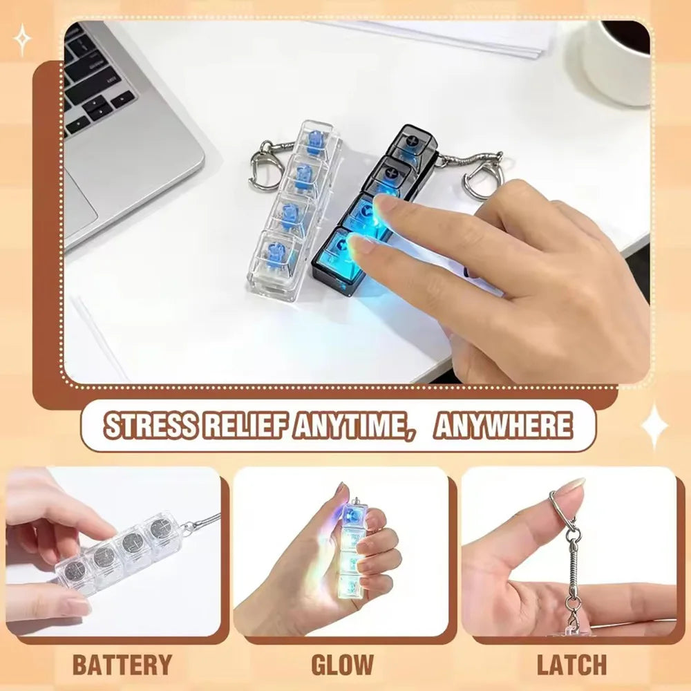 Νέο LED Φως Up Keyboard Keychain Διασχιστικά Παιχνίδια 4 Κλειδιά Κουμπιά Πληκτρολογίου Παιχνίδι Ανησυχίας Καρύκευμα Παζλ Ταχύτατη Αποστολή