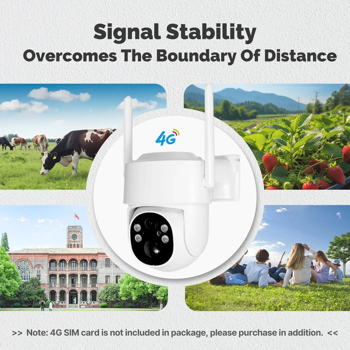 4MP Solar Outdoor Security Camera with WiFi/4G, IP65 Waterproof, Human Tracking, Full Color Night Vision