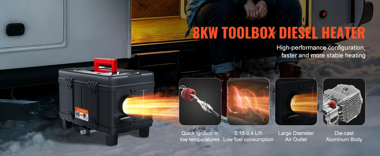 8KW Diesel Air Heater 12V/24V with Bluetooth & CO Alarm