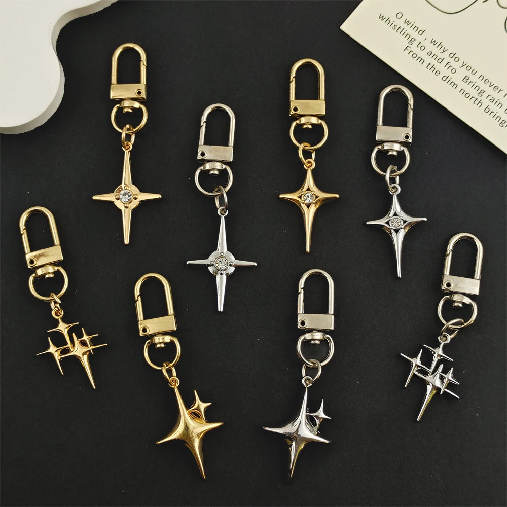 Silver Star Moon Metal Keychain