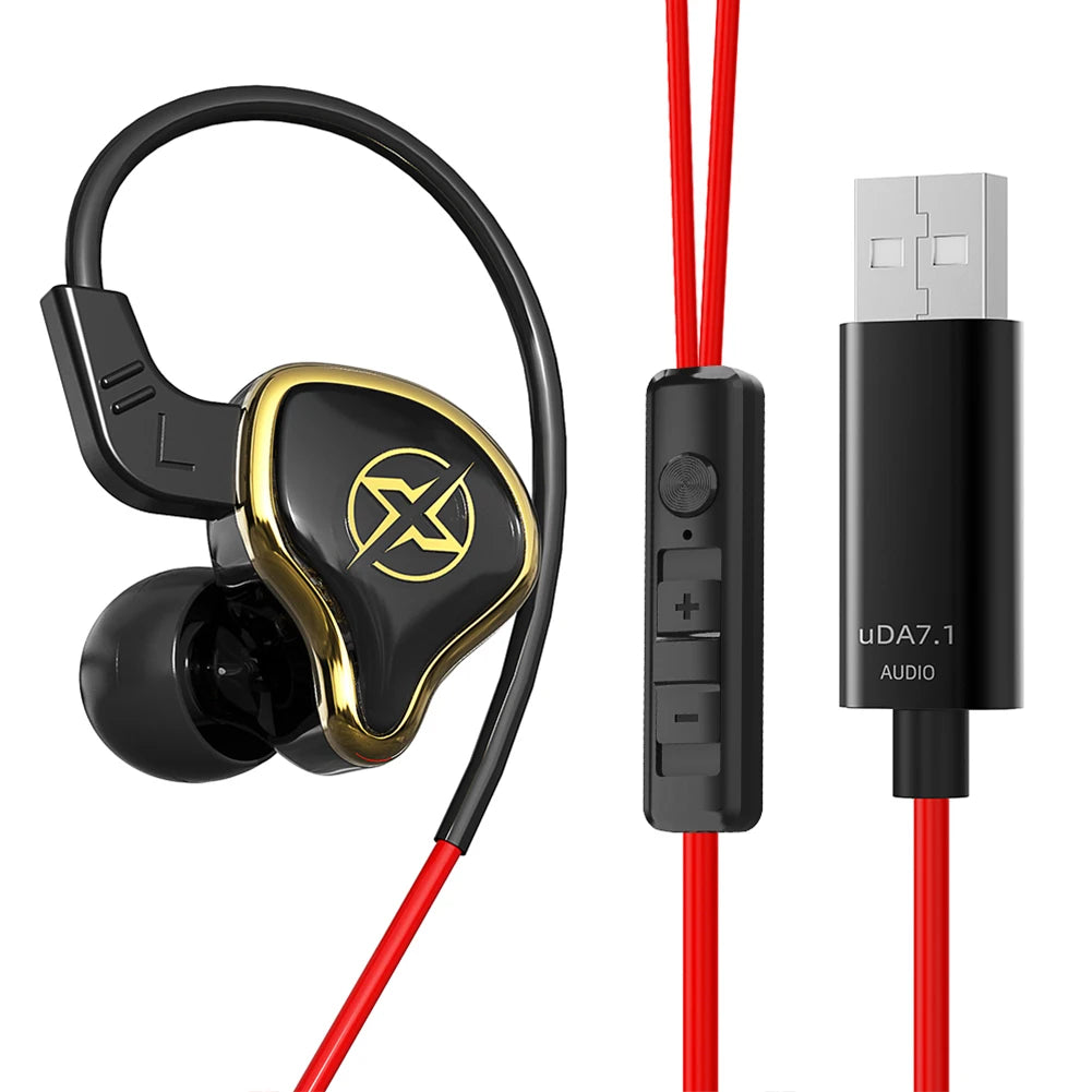 USB Gaming Headset With Microphone Wired Remote Control Earphones Noise Cancelling PET Diaphragm for PC Computer PS4 PS5