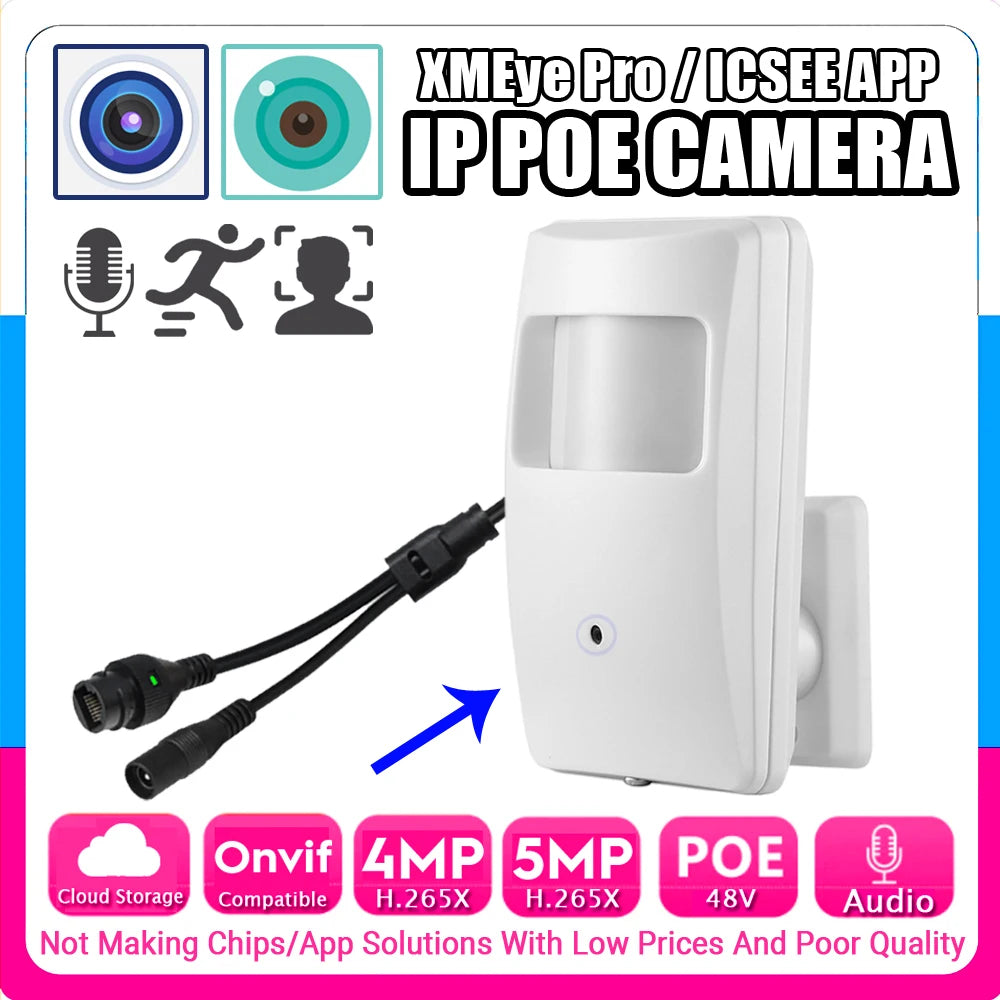 Caméra mini PoE IP 5MP audio 2,8 mm