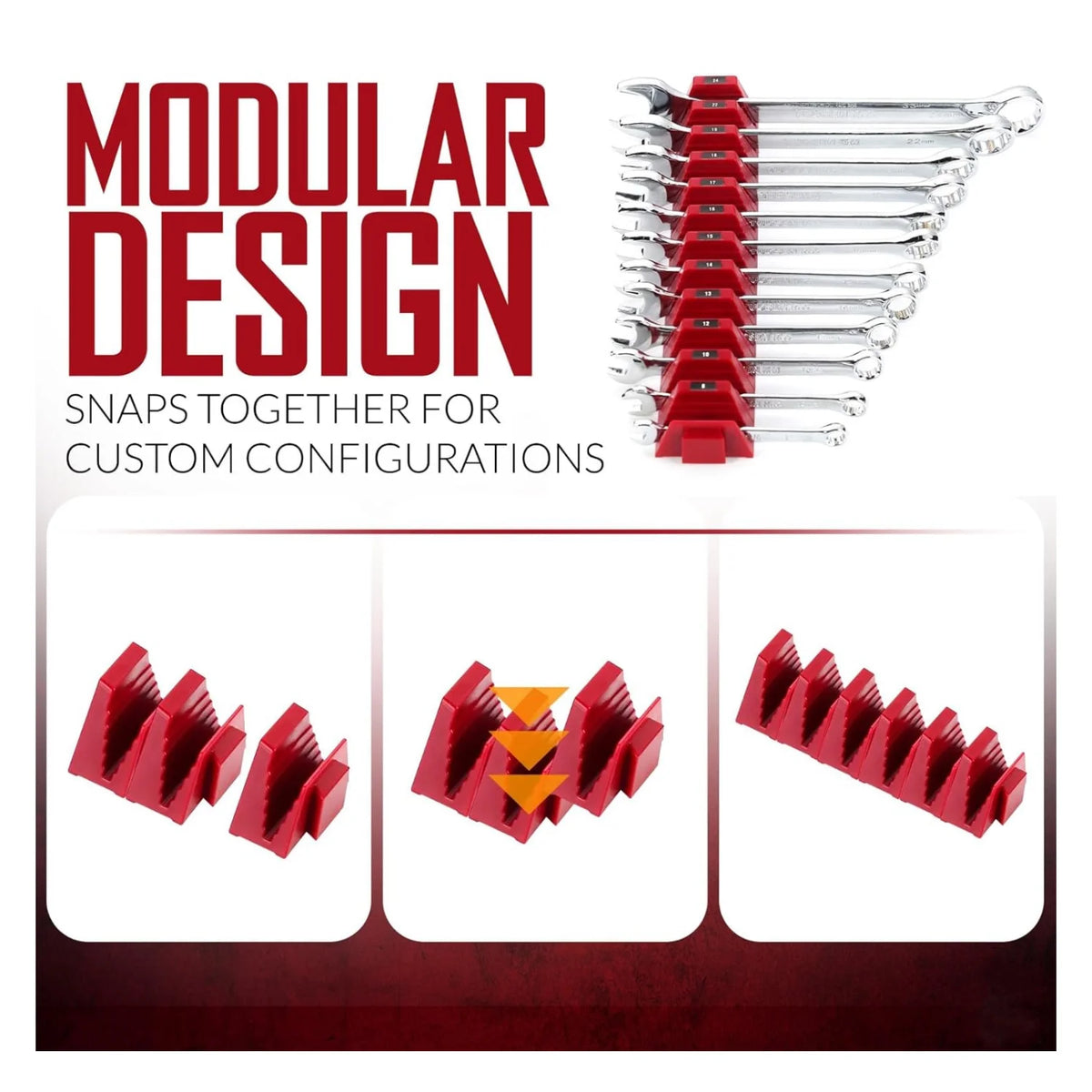 Wrench Organizer Modular System – 12 PCS Magnetic Wrench Organizer for Tool Box Drawer, Modular Wrench Storage Rack