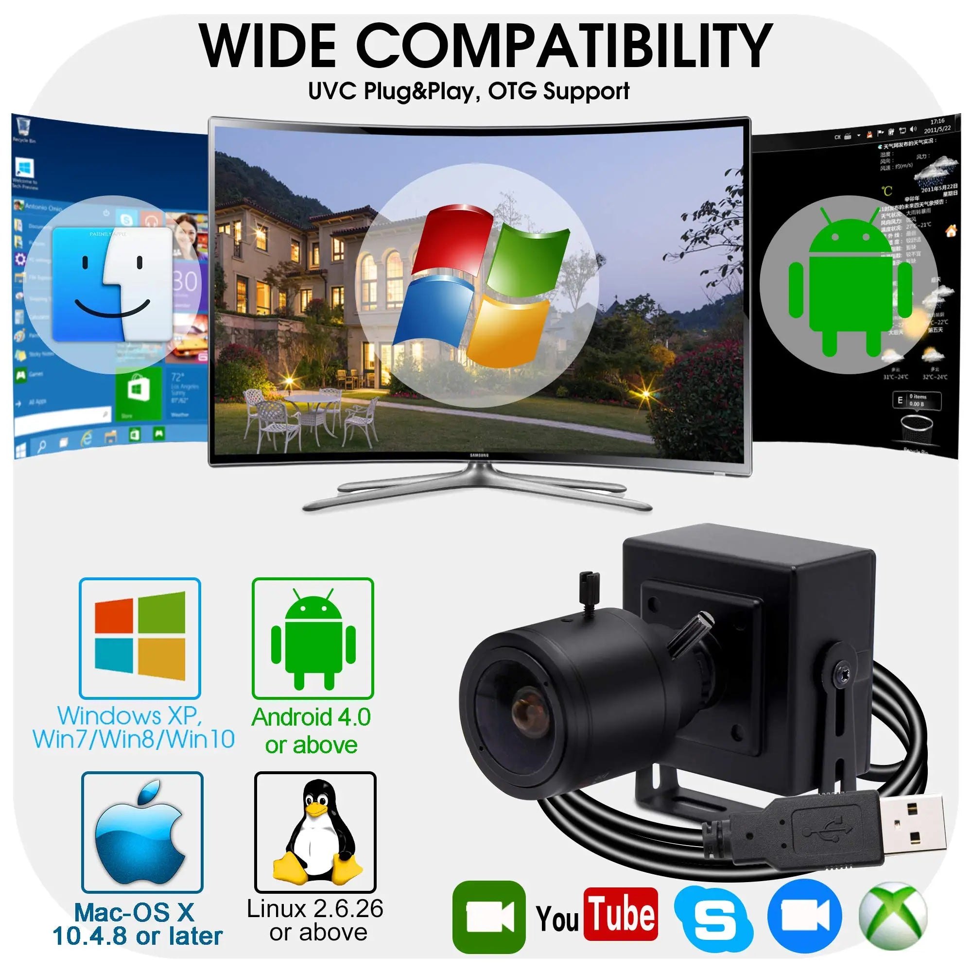 1080P High Speed USB Camera 260FPS 2MP Manual Zoom Webcam