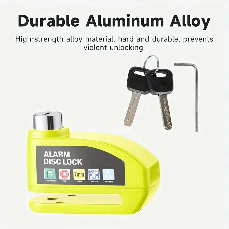 Candado de disco de alarma con línea de recordatorio, motocicleta, scooter, bicicleta, aleación de aluminio, candado de seguridad antirrobo, protección antirrobo, candado de disco con cable de acero