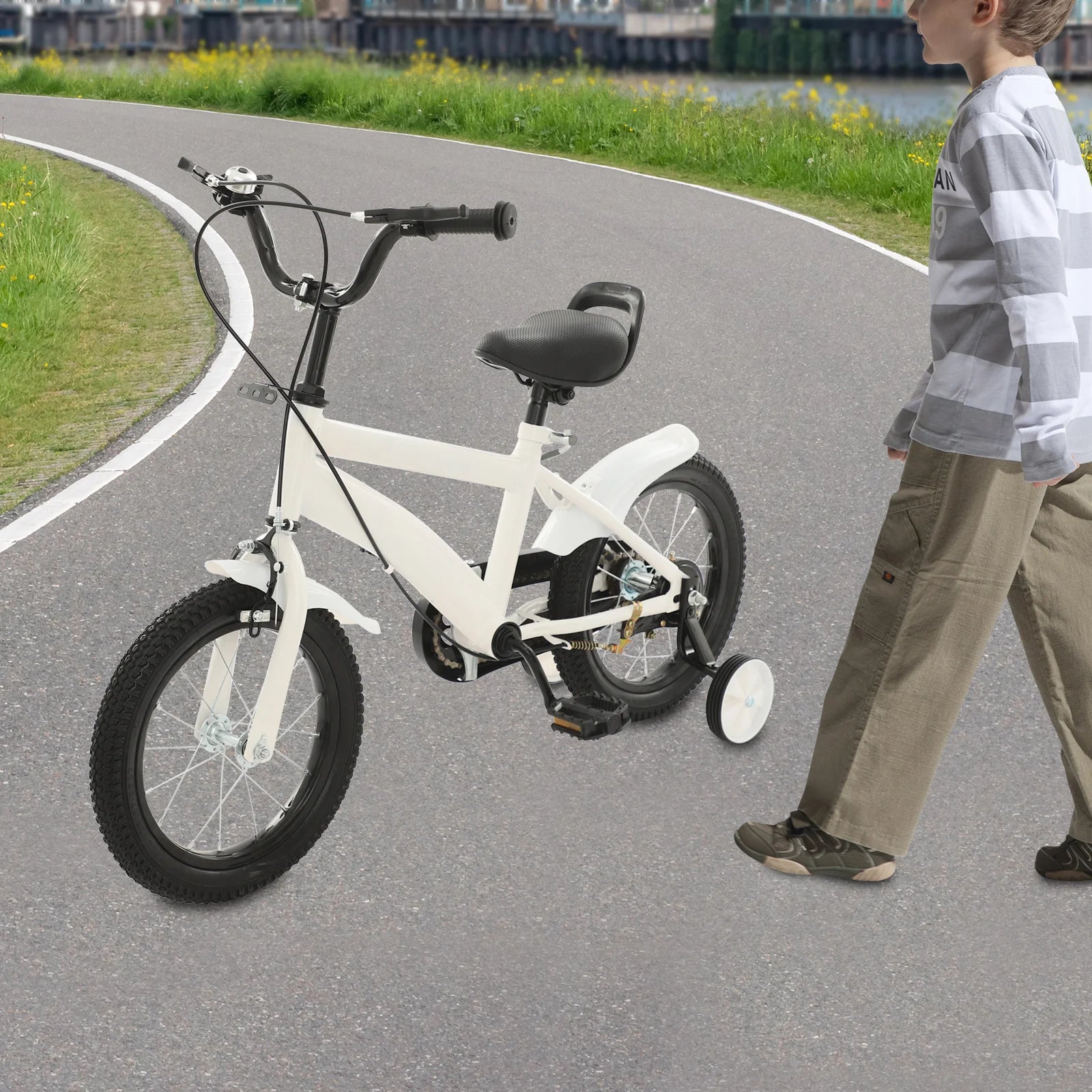 14'' Children's Learning Bicycle Kids Bike Adjustable Seat Dual Brakes for Children's Riding, Lessons, Recreation, or Exercise