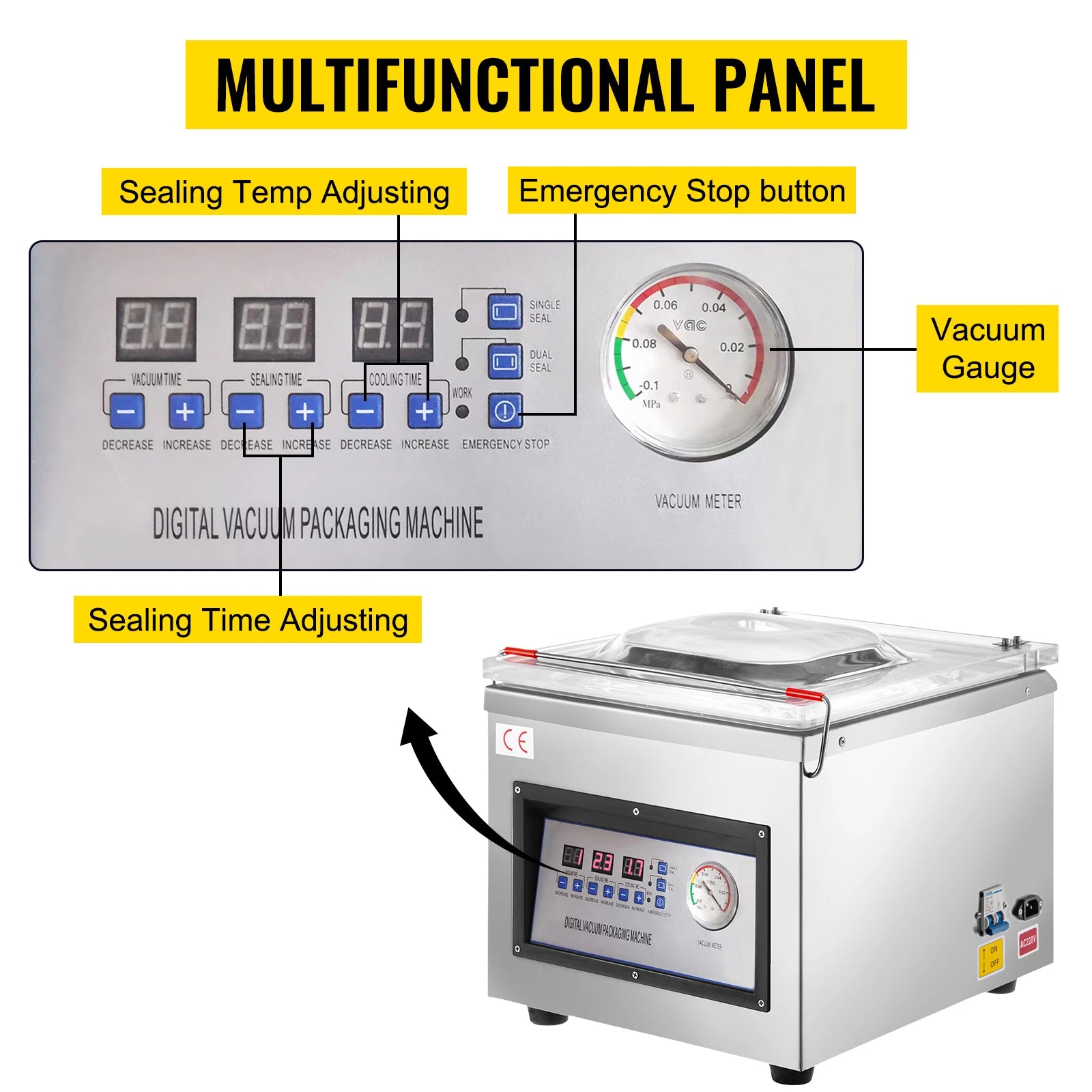 DZ-260C Chamber Vacuum Sealer 31cm Digital Food Packing Machine