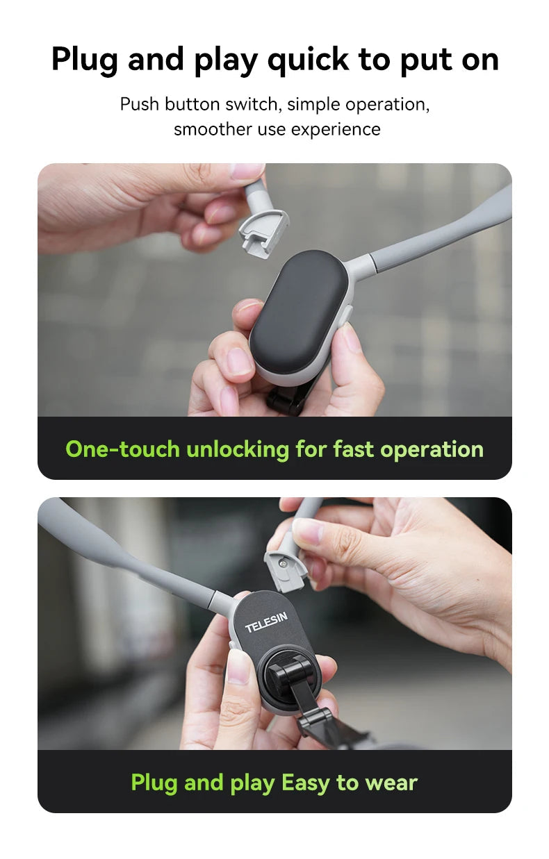 TELESIN Silicone Magnetic Neck Mount Quick Release Hold for Iphone 15 14 13 12 11 10 SAMSUNG HUAWEI XIAOMI Phone Accessories