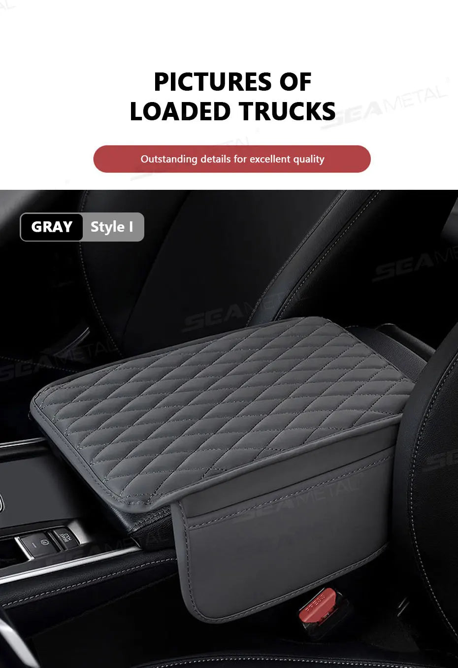 Universal Car Armrest Box Cover with Storage Pockets