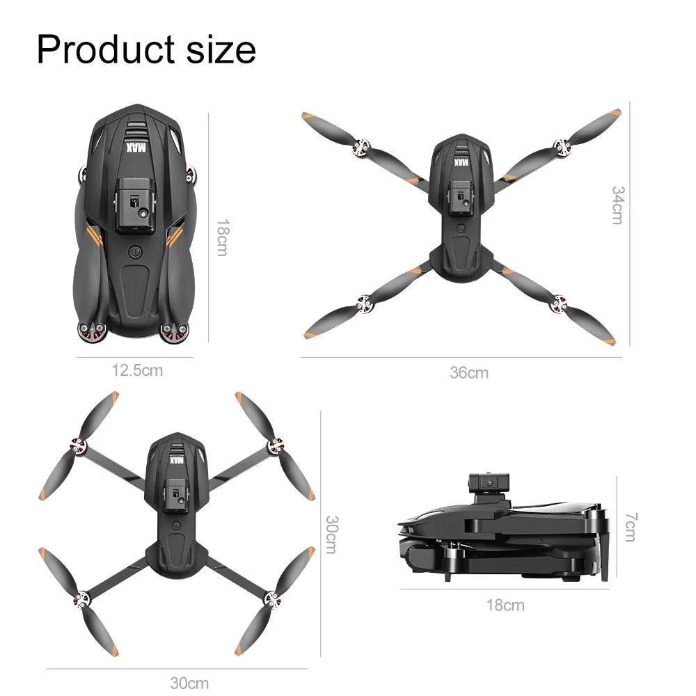 NEW V168 Pro MAX GPS Drone 4K Professional 1080P HD Camera 5G WIFI FPV Drone Brushless Motor 2 Batteries 4.5 Inch Large Screen Remote Control Quadcopter Boys Toys