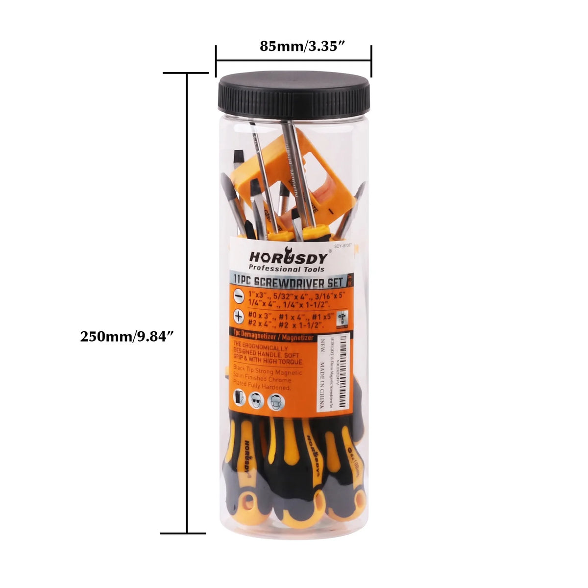 HORUSDY 11-Piece Magnetic Screwdriver Set Phillips Flat Head Tip with Magnetizer