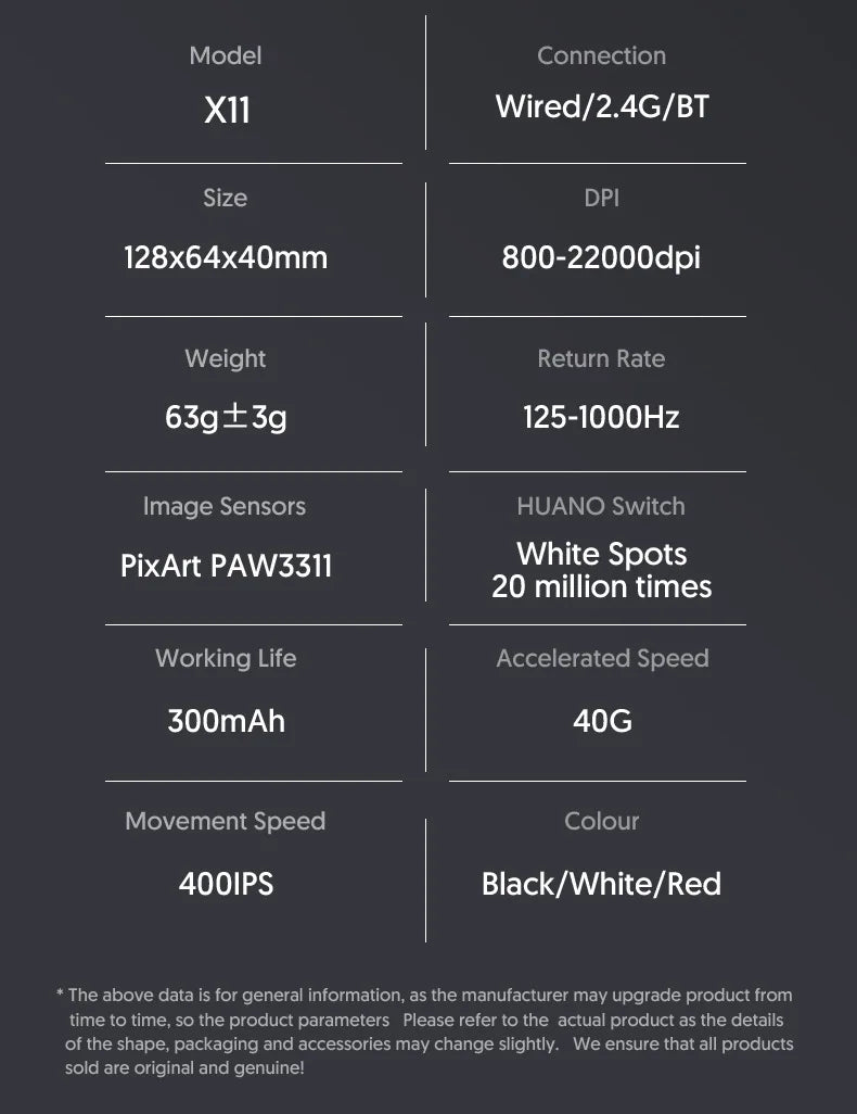 Attack Shark X11 Wireless mouse, three-mode connection 2.4GHz/ wired/Bluetooth PAW3311 22000DPI RGB magnetic charging dock mouse