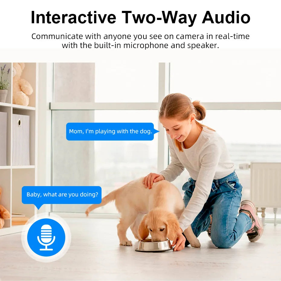 Caméra de sécurité intérieure WiFi 4K 8MP avec suivi automatique et contrôle via application