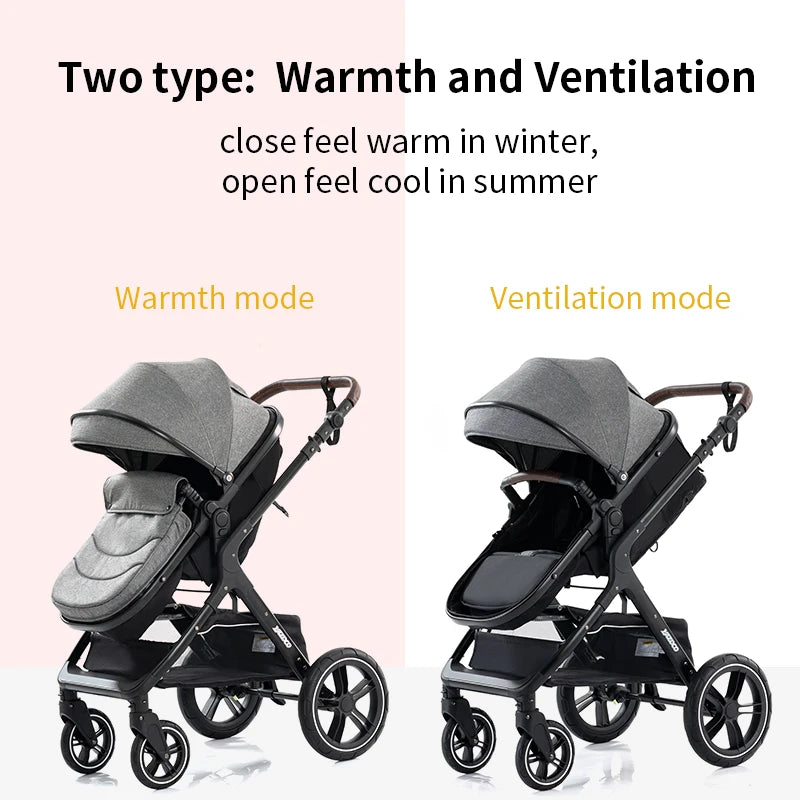 Luxury Baby Stroller 3 in1 Portable Travel Baby Carriage Fold Pram High Landscape Aluminum Frame Newborn Infant Stroller