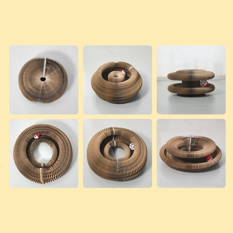 Magic Cat Scratch Organ Board Cat Toy with Ball Cat Grinding Claw Cat Climbing Frame Kitten Round Corrugated Cat Scratching Toy