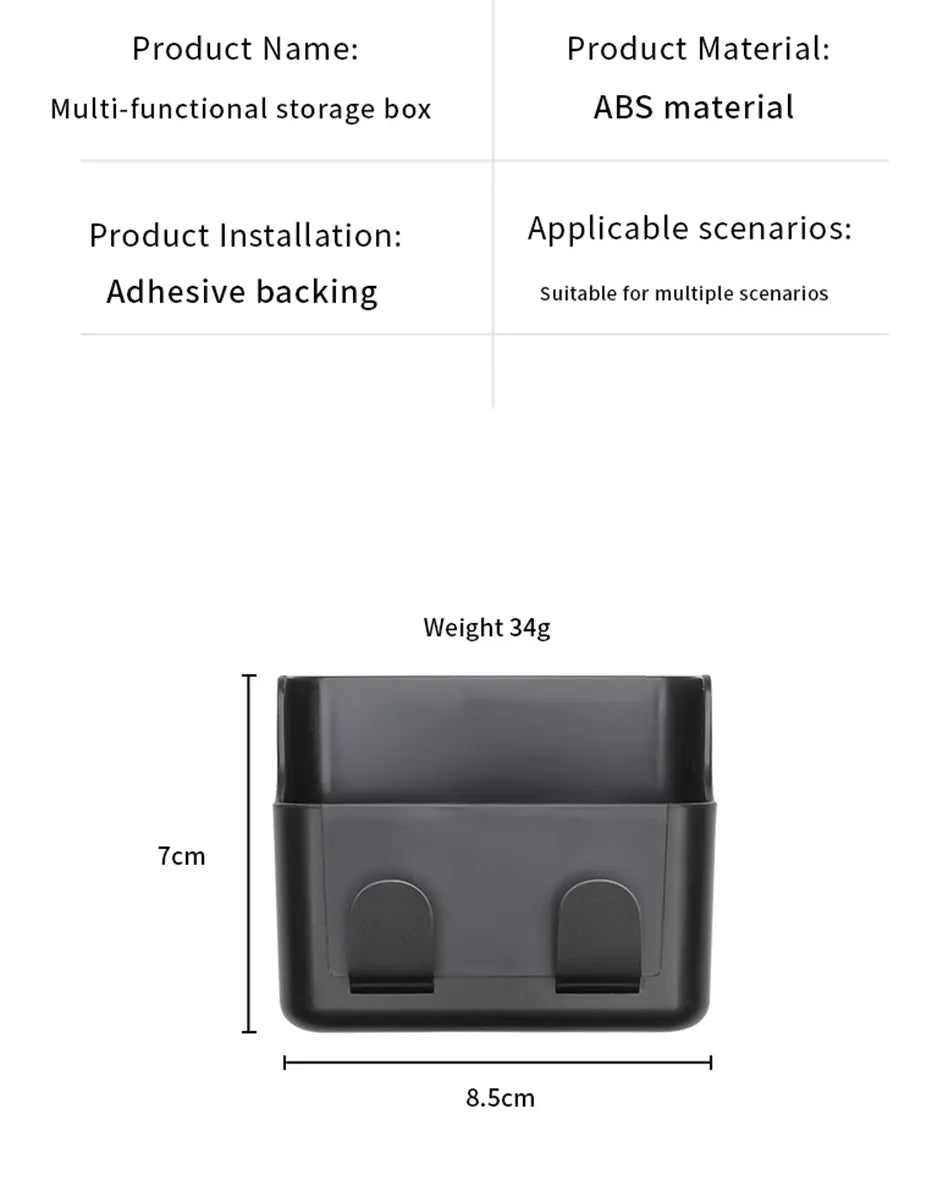 SEAMETAL Adhesive Universal Car Storage Box Multifunctional Dual-Hook Design Reserved Charging Port Car Accessories Interior