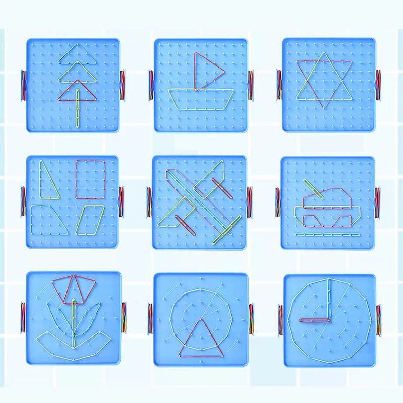 Geometric Pegboard with Rubber Bands, 15.7 cm