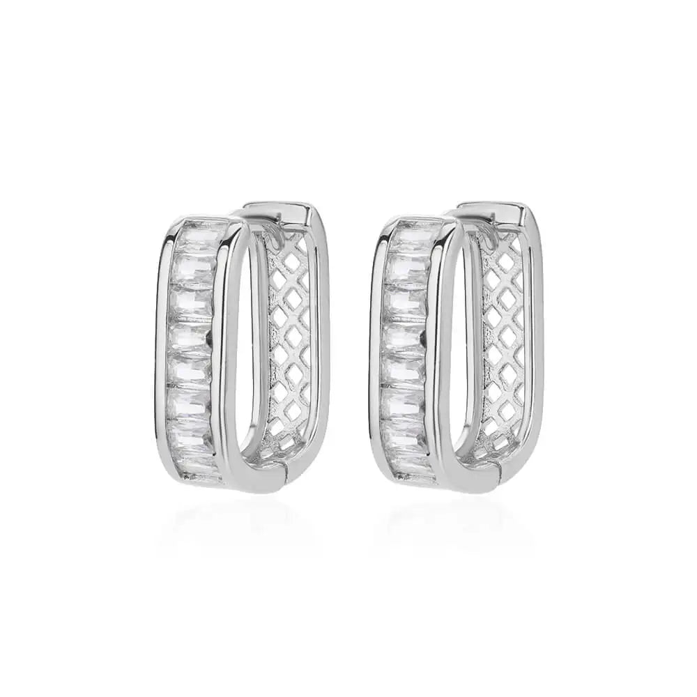 Shiny Zircon Circle Square Hoop Earrings for Women