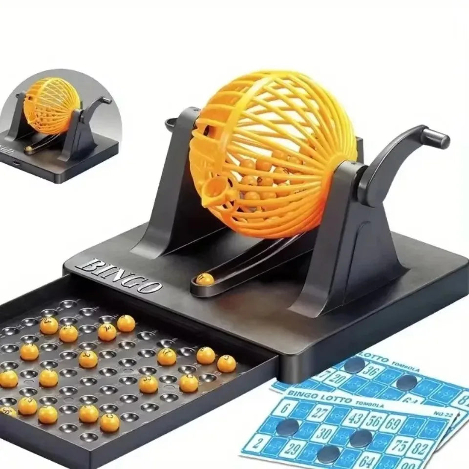 Set de jeu Bingo avec cage de tirage des numéros