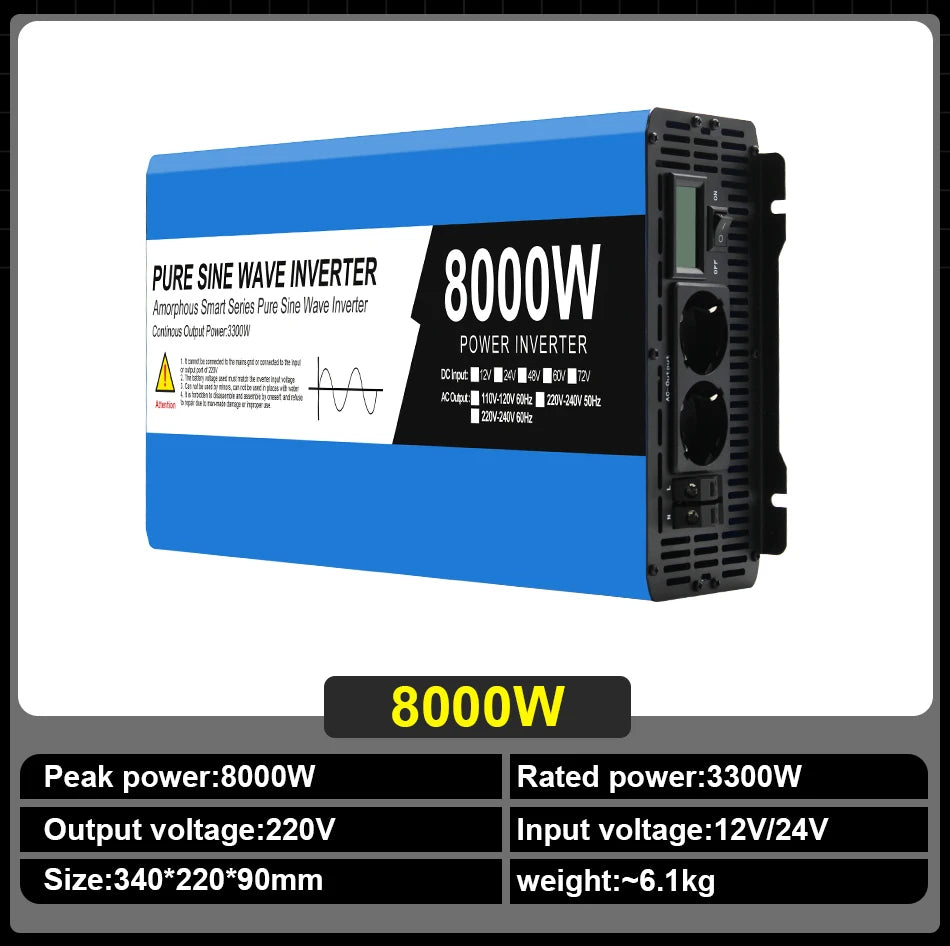 Pure Sine Wave Power Inverter 12V/24V to 220V