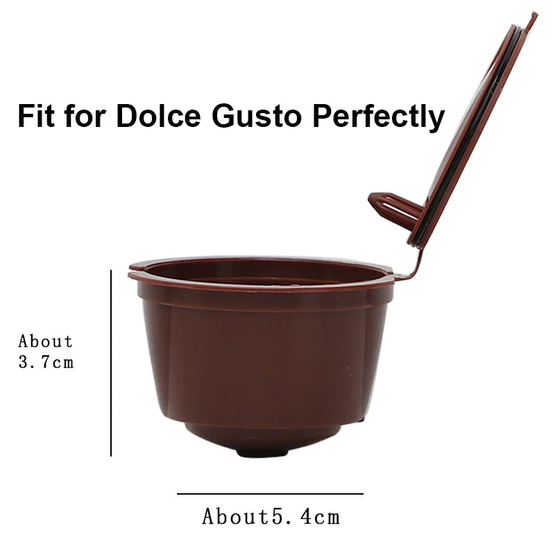 3Pcs Fit For Dolce Gusto Coffee Filter Cup Reusable Coffee Capsule Filters With Spoon Brush