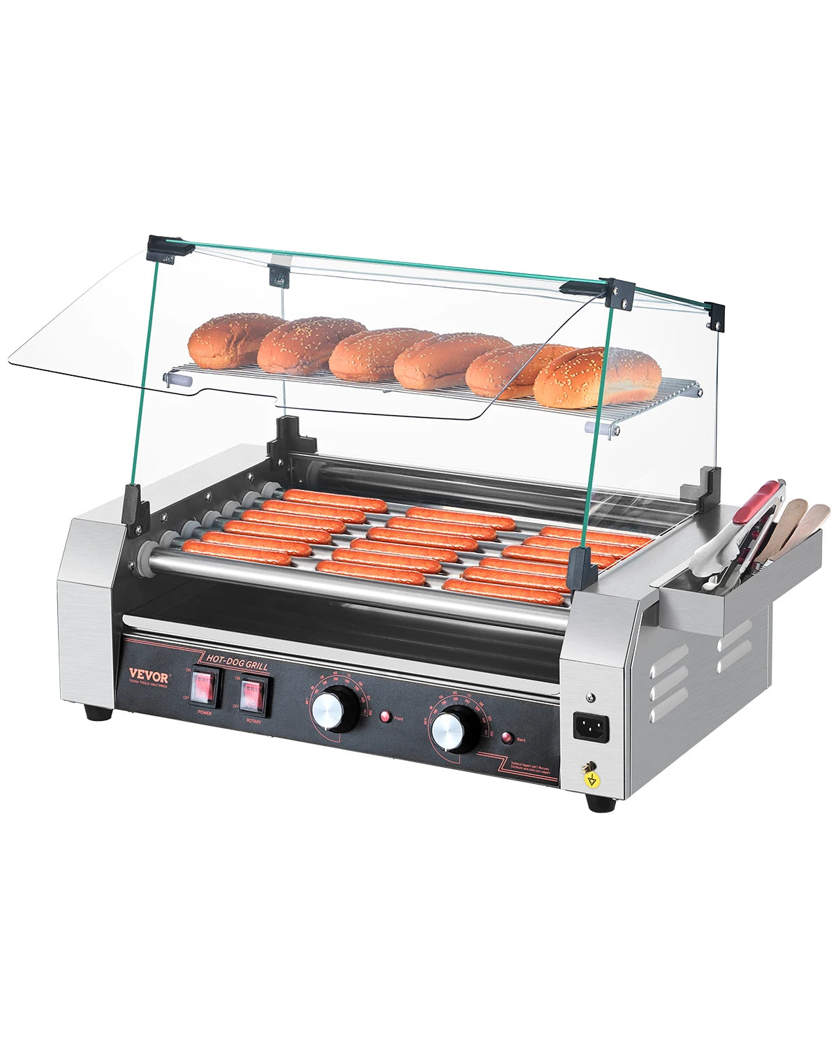 Grătar rotativ pentru hot dog din oțel inoxidabil cu control dublu al temperaturii