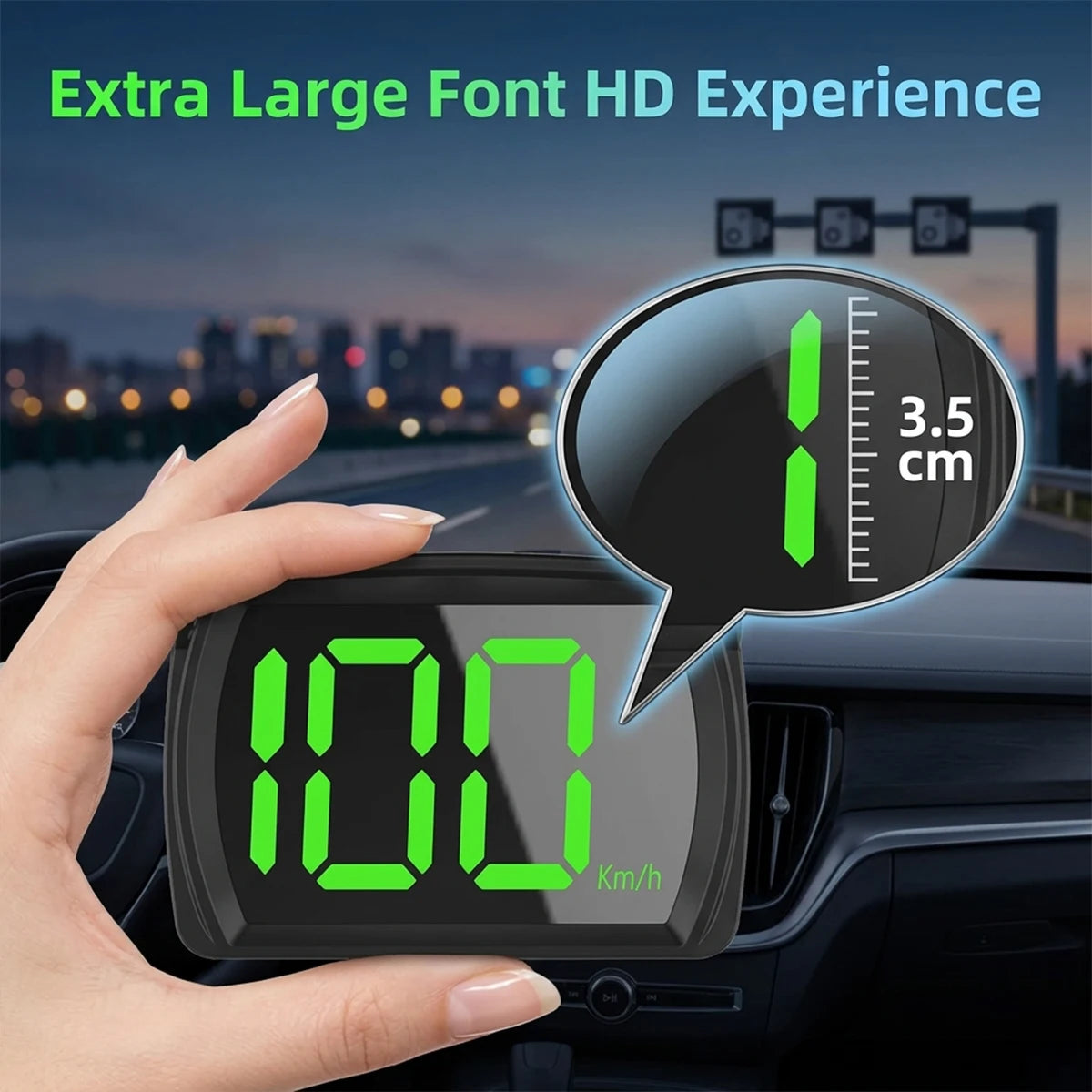 USB GPS Dashboard Speed Display with Large Green LED Digits