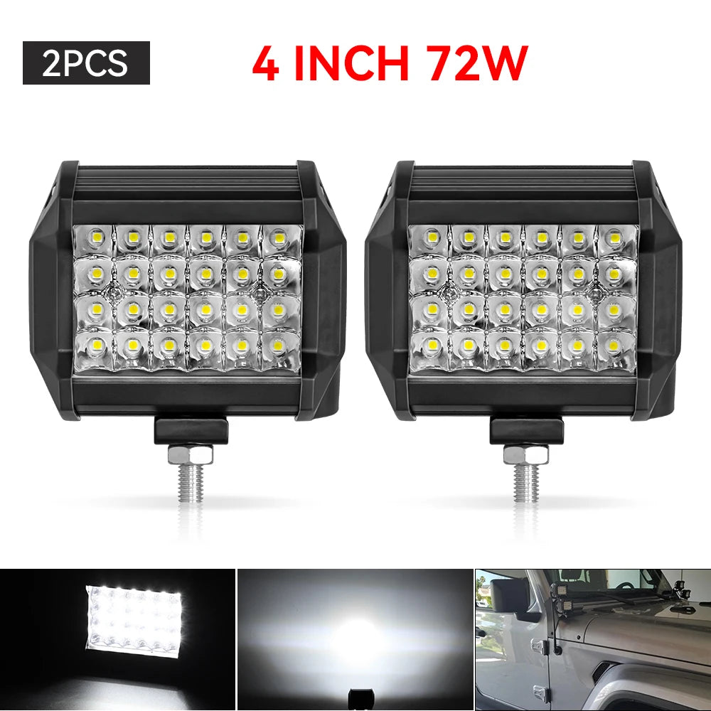 12V 24V LED Work Light Bar 4 Inch Square Offroad Light