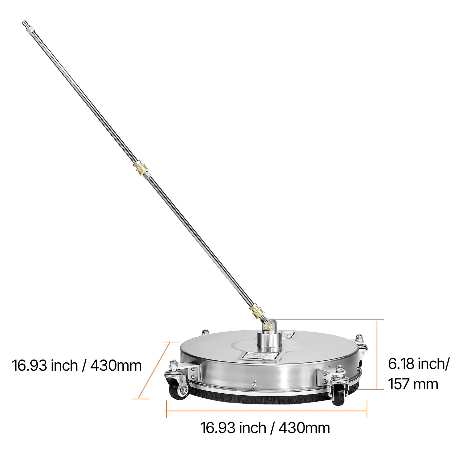 Pressure Washer Surface Cleaner with 4 Wheels for Concrete Patio Deck